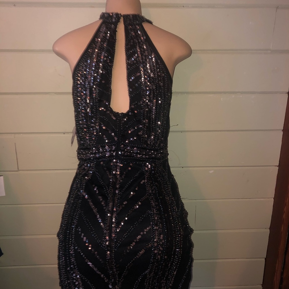 NYE Windsor Sexy Black Cocktail Glitter Rhinestone Mini Dress Large Women’s
